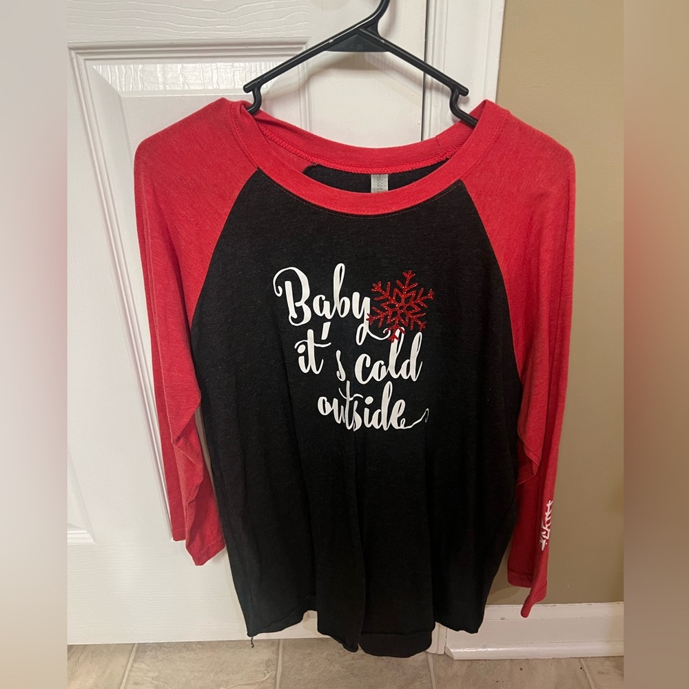 Baby it’s cold outside 3/4 length sleeve raglan tshirt